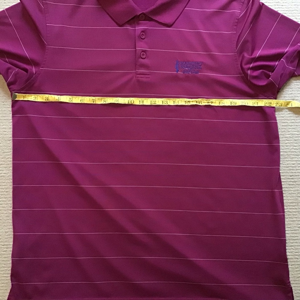 UA Men's Burgundy Striped Polo - Picture 7 of 8